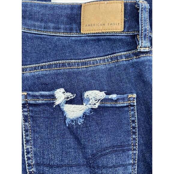 American Eagle Jeans Womens Size 4R Hi Rise‎ Jegging Destroyed Dark Wash Denim - Picture 7 of 13